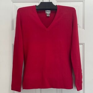 Chico's Vibrant Red V-Neck Sweater for Women